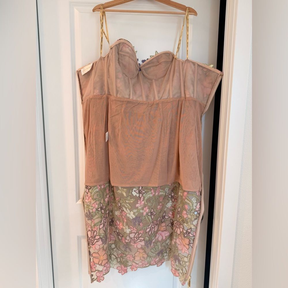 Bronx and Banco Strapless Floral Dress in Pink, Purple, Green - Picture 13 of 13